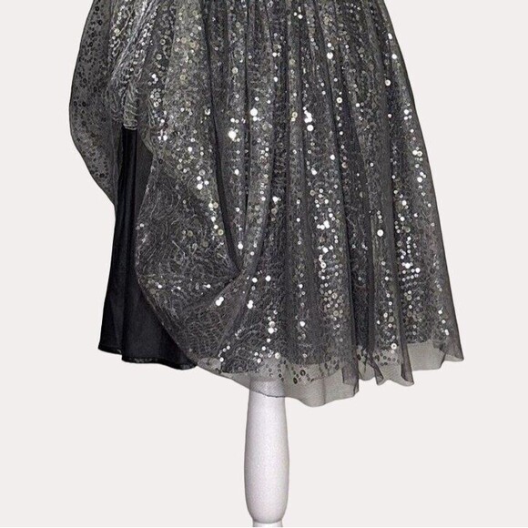 Asos Satin Sequin Netting Bustier Dress Gray Silver UK 12 US 8 bv - Picture 4 of 11